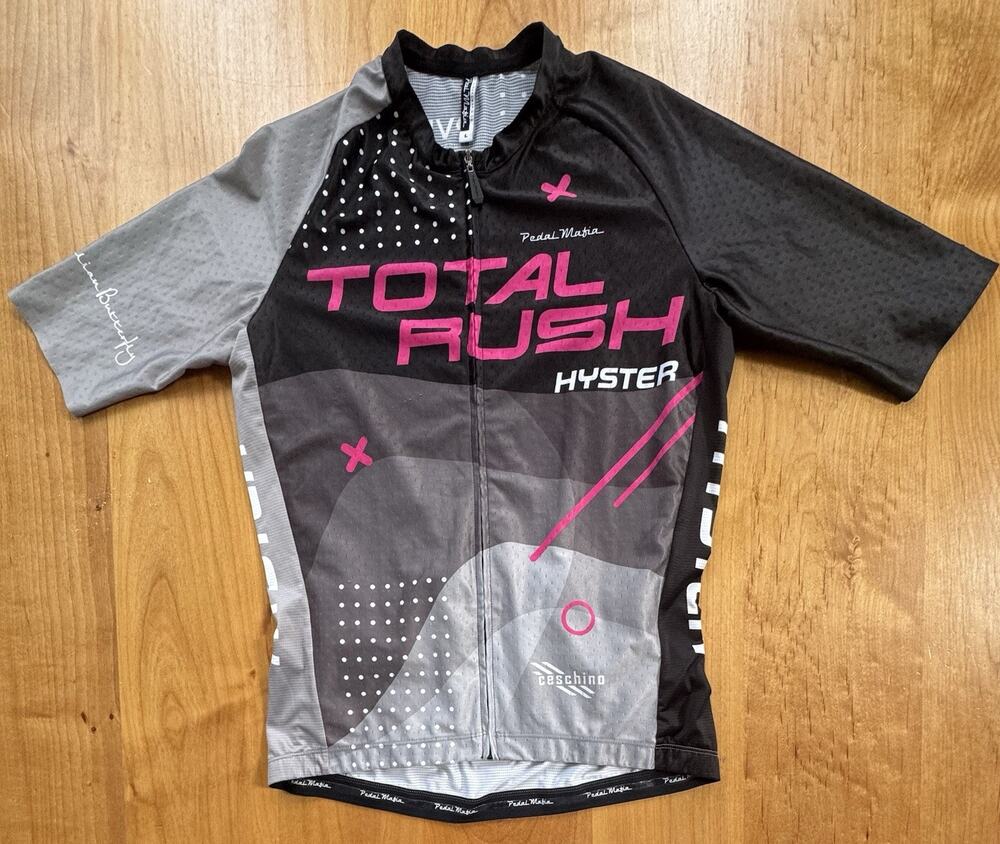 Pedal Mafia Cycling Jersey Mens Large Black Total Rush Full Zip Short Sleeve